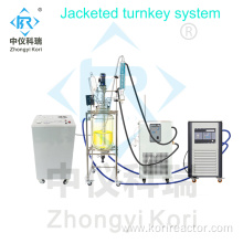 Chemical jacketed glass reactor vessel